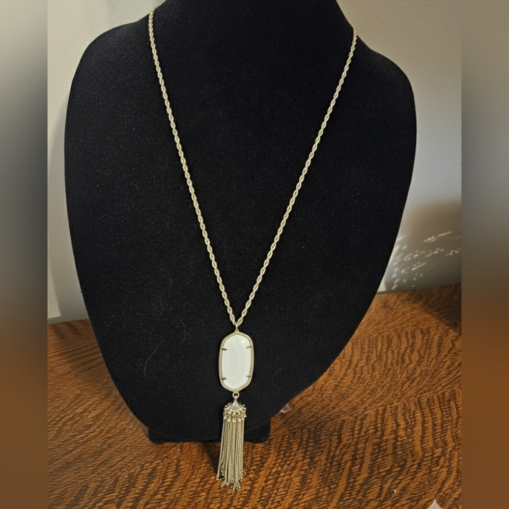 Kendra Scott White and Silver Tassel Necklace